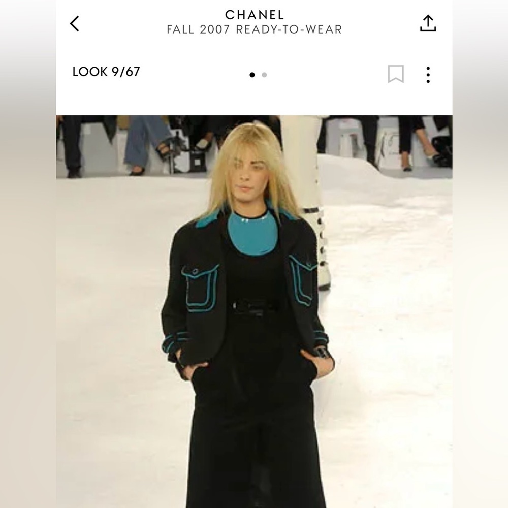 Chanel Fall 2007 Ready To Wear Runway Tweed Wool Black Jacket Blazer Size 40